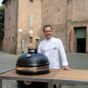 Carrello da esterno ristorazione per catering in acciaio e Teak